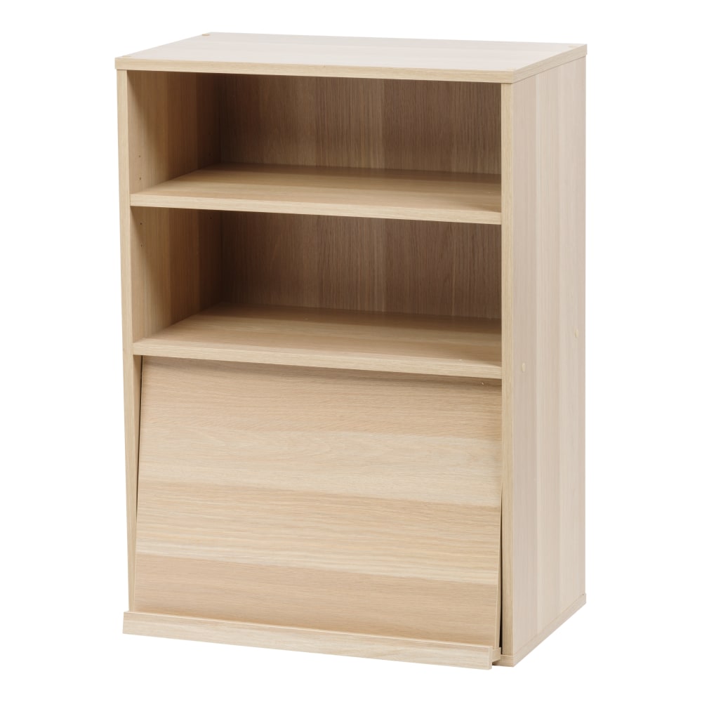 IRIS 33inH Open Wood-Shelf With Pocket Door, Light Brown