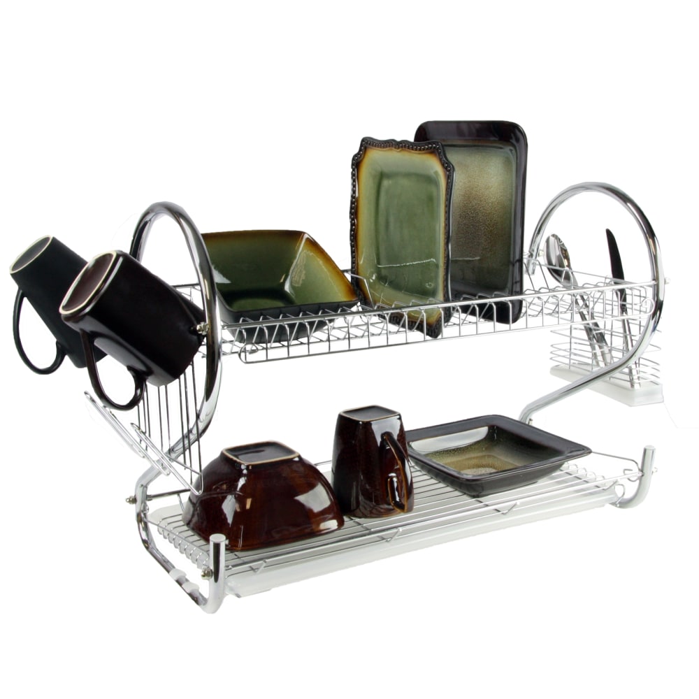 Megachef 16in Counter Top Drying Dish Rack, Silver