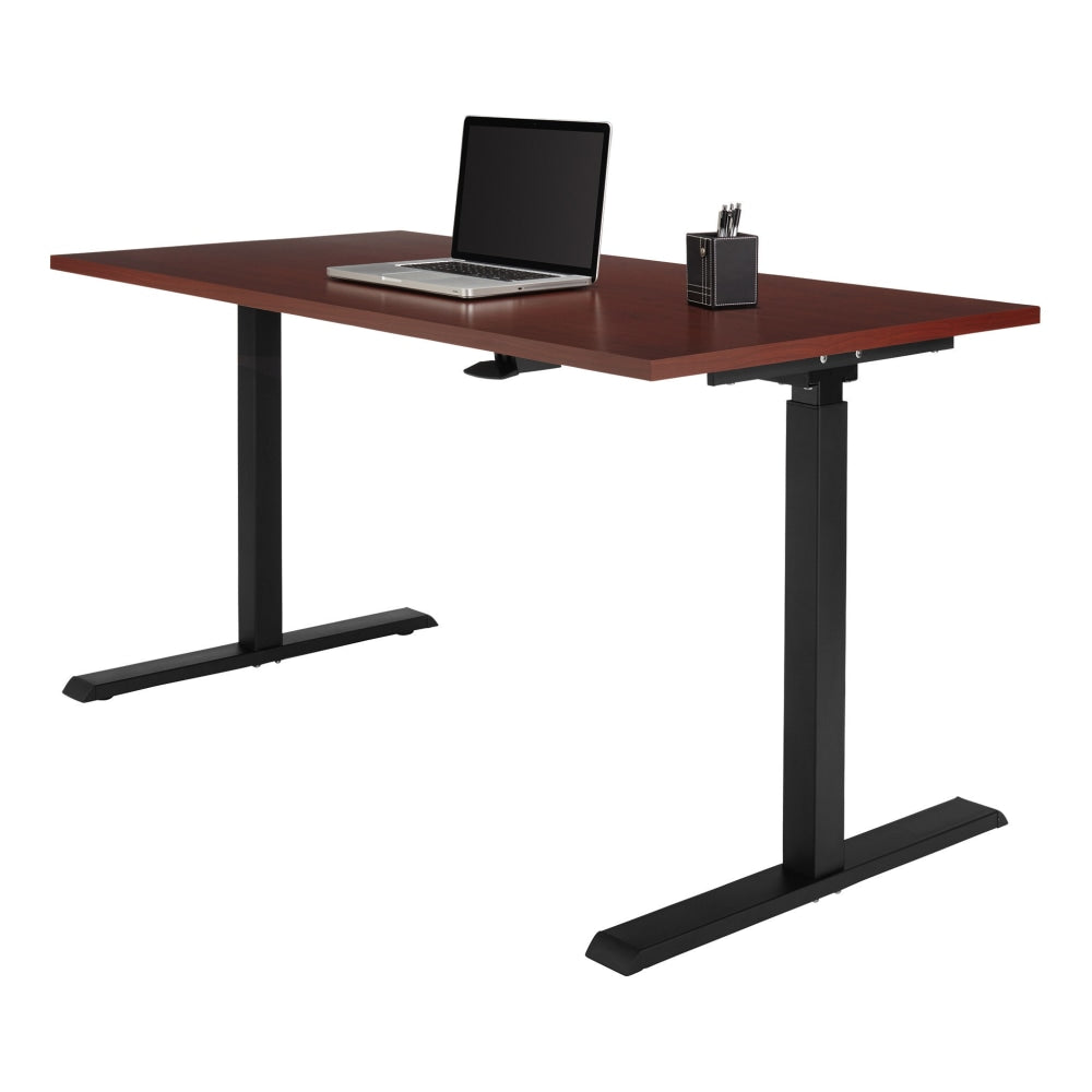 Realspace Magellan 60inW Pneumatic Height-Adjustable Standing Desk, Cherry