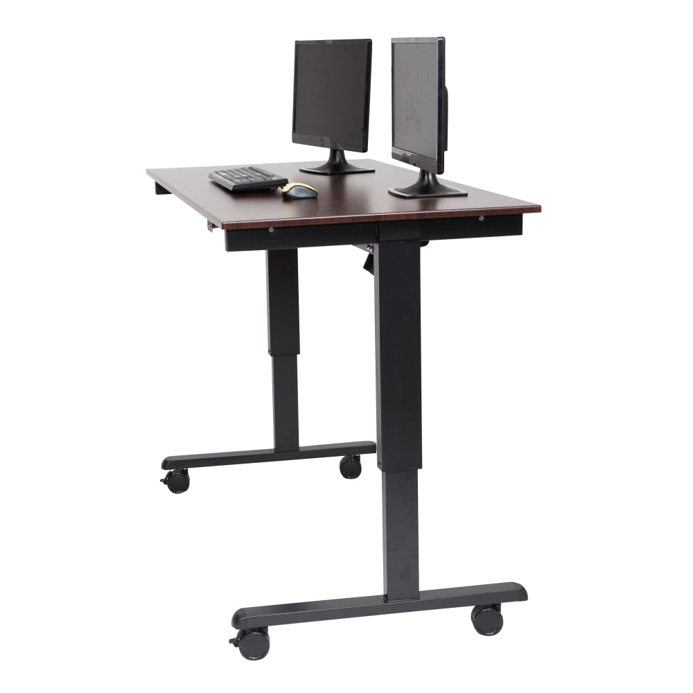 Luxor 59inW Wood Electric Standing Desk, Dark Walnut/Black