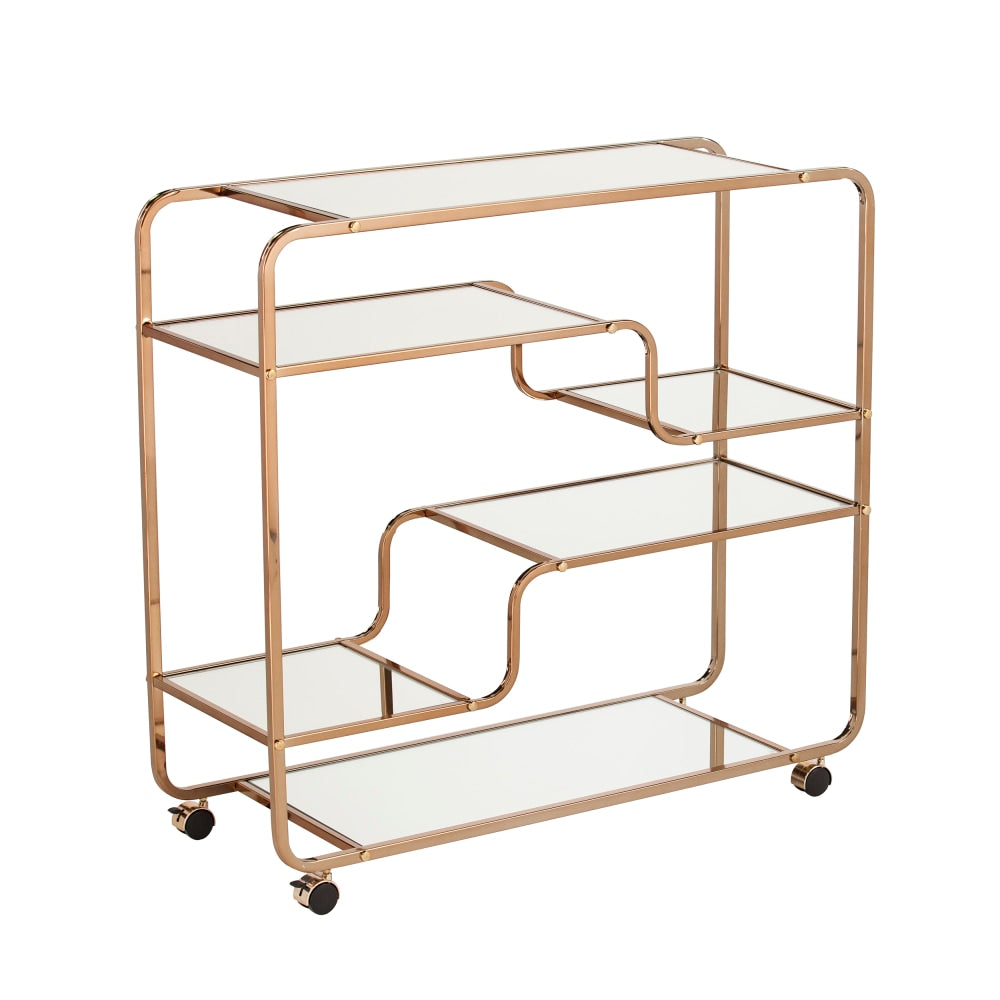 SEI Furniture Maylynn Mirrored Bar Cart, 33-3/4inH x 36inW x 13-1/4inD, Champagne