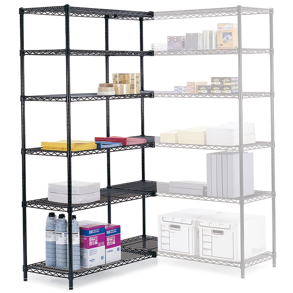 Safco Industrial Wire Shelving Starter Unit, 48inW x 18inD, Black