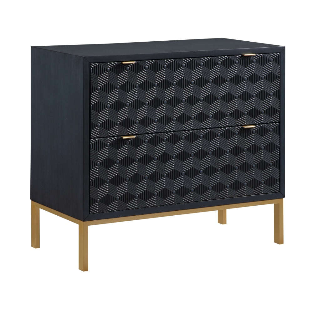 Coast to Coast Accent Chest, Tessa, 32inH x 35inW x 18inD, Prism Royal Blue/Black/Gold