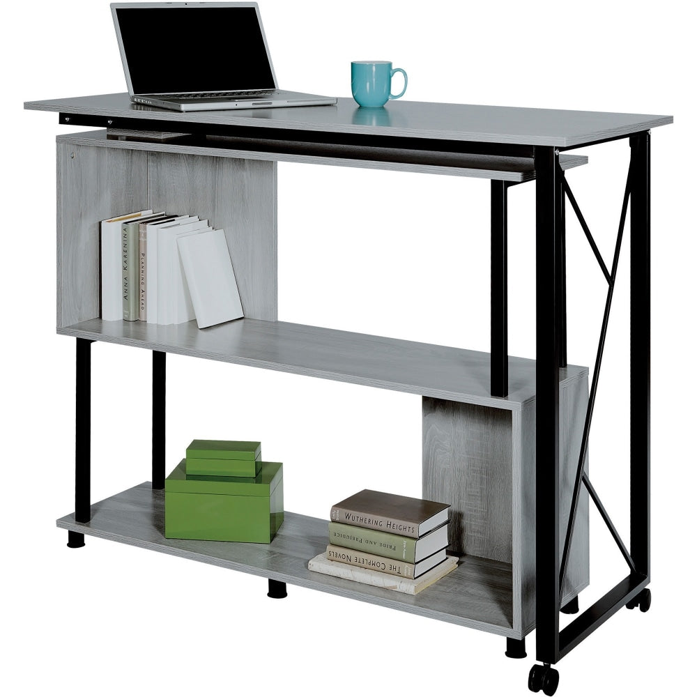 Safco Mood Rotating Worksurface Standing Desk - Box 2 of 2 - For - Table TopRectangle Top x 53.25in Table Top Width x 21.75in Table Top Depth - 42.25in Height - Assembly Required - Laminated, Gray - Powder Coated Steel - 1 Each