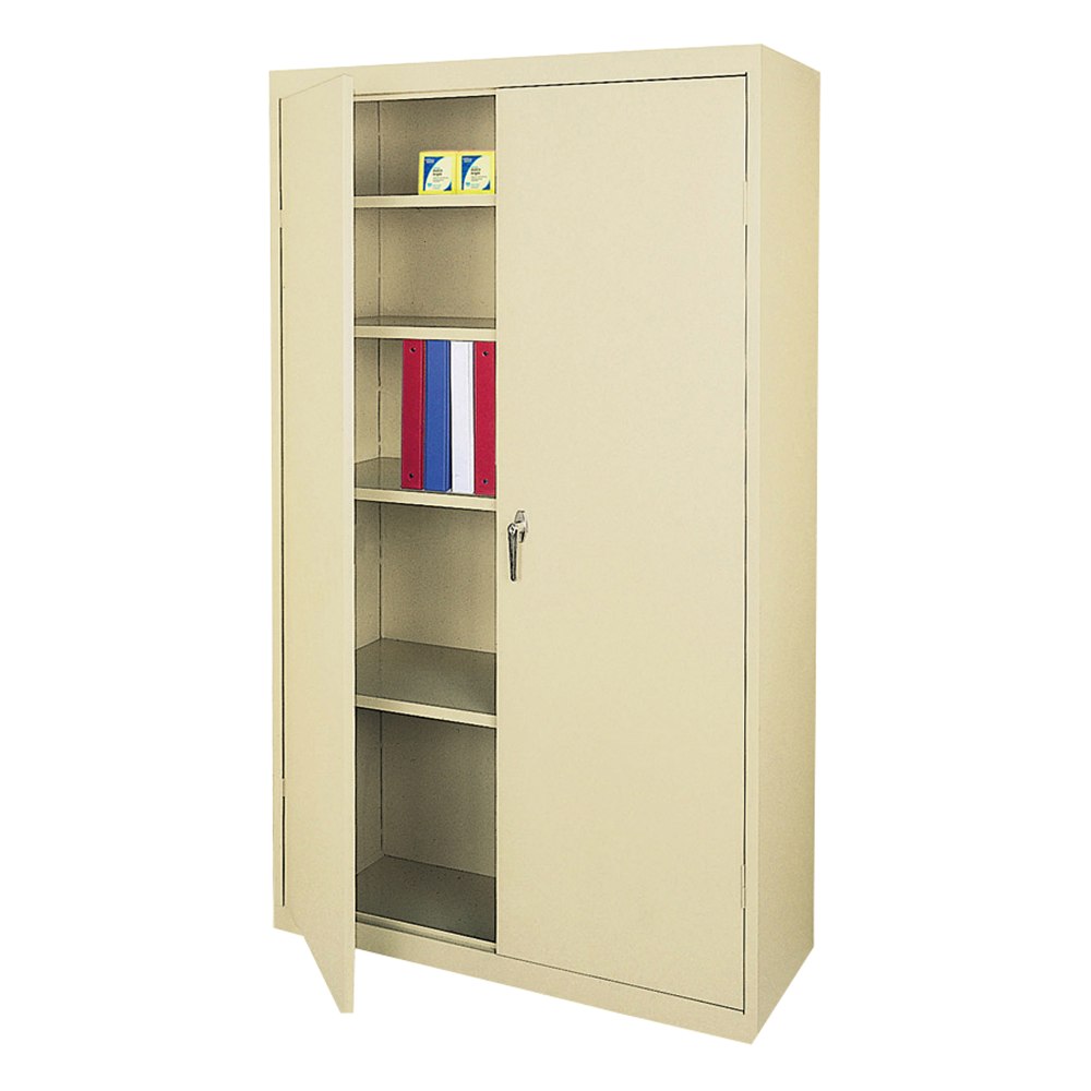 Realspace 36inW Steel 5-Shelf Cabinet, Putty