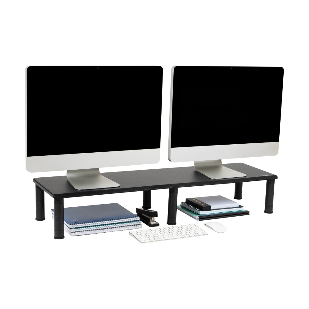 Mind Reader Anchor Collection Dual-Monitor Stand (No Drawers), 6-1/2inH x 11inW x 38-1/2inD, Black