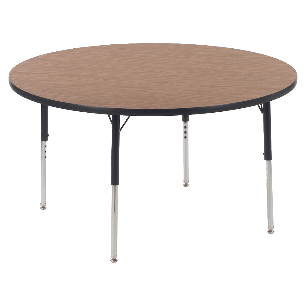 Lorell Classroom Round Activity Table Top, 48inW, Medium Oak/Black