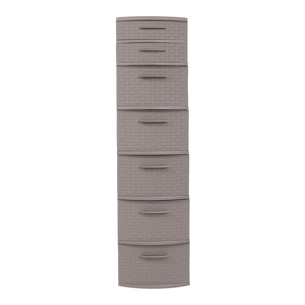 Inval 7-Drawer Tall Storage Cabinet, 47-1/4in x 12-1/2in, Taupe