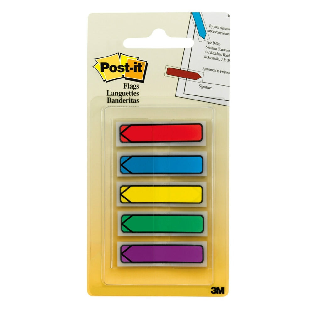 Post-it Notes Arrow Flags, 1-3/4in x 1/2in, Assorted Primary Colors, Pack Of 100 Flags