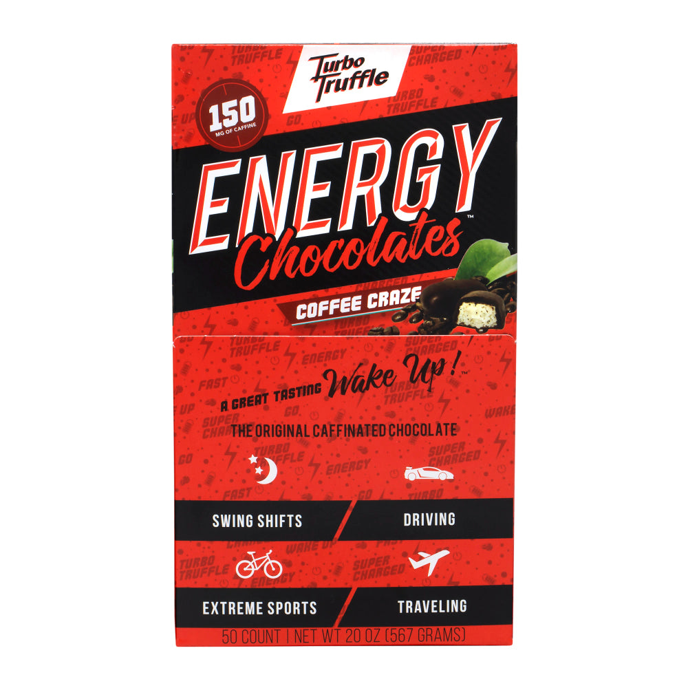 Turbo Truffles Energy Chocolate Coffee Craze Truffles, Pack Of 50 Truffles