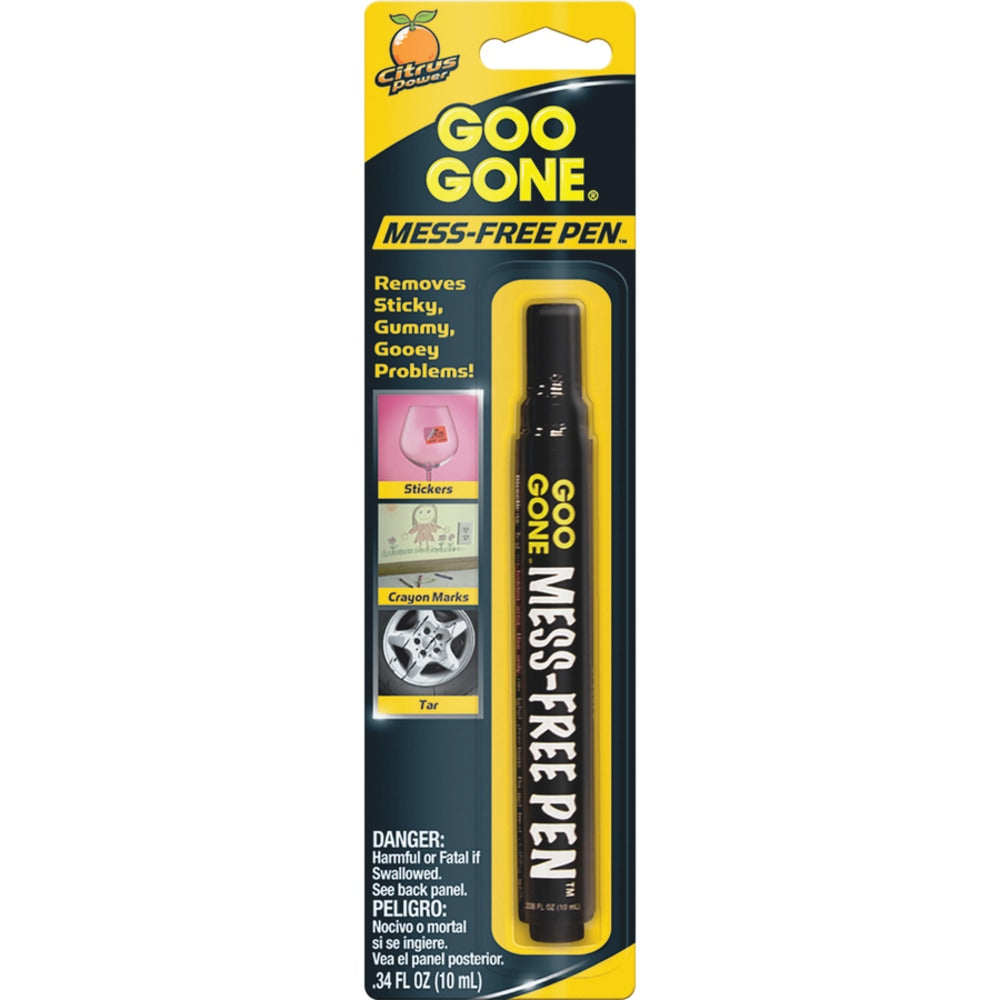 Goo Gone Mess-free Pen - For Multipurpose - 0.34 fl oz - Spill Proof, Unbreakable, Compact, Mess-free, Long Lasting - 12 / Carton - Black, Orange