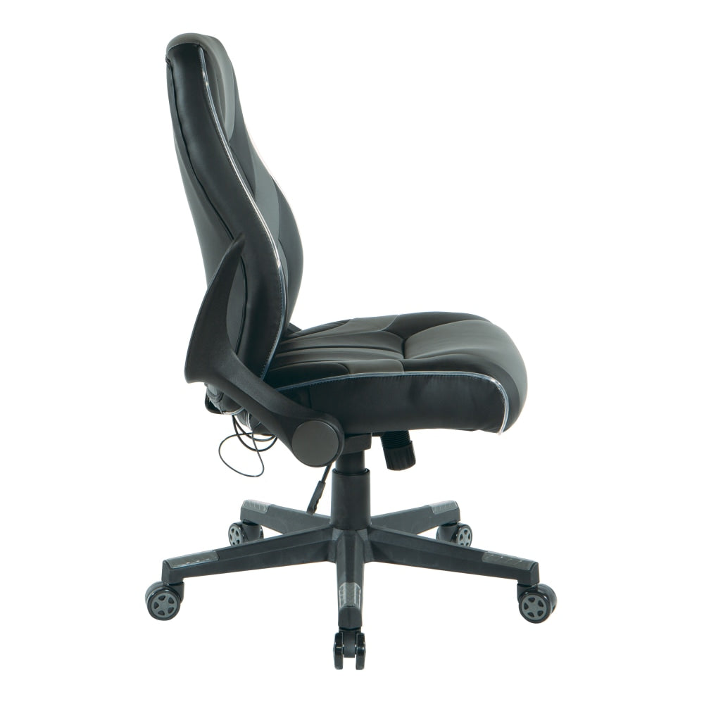 Office Star Output Faux Leather Gaming Chair, Black/Gray