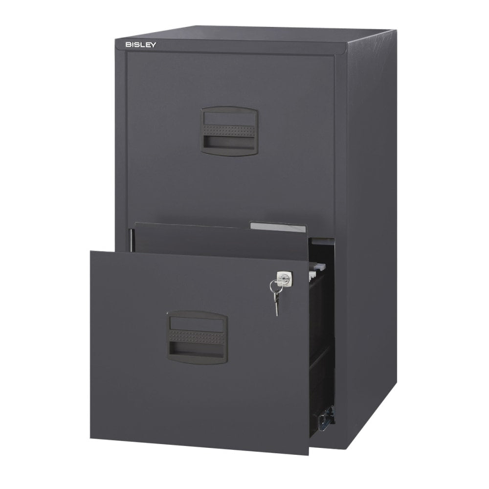 Bisley PFA 16inD Vertical 2-Drawer File Cabinet, Charcoal