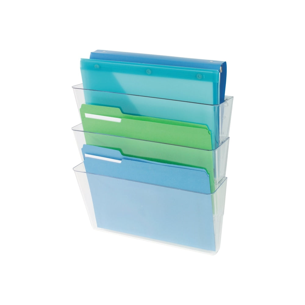 Deflecto Stackable Wall Pocket File, 3 Pack, Clear