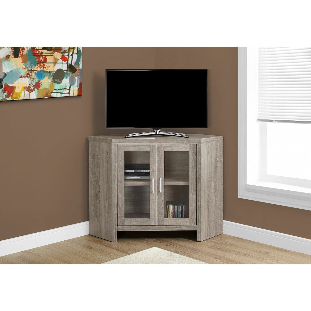 Monarch Specialties Madelyn TV Stand, 30inH x 42inW x 15-1/2inD, Dark Taupe