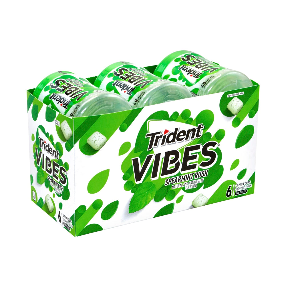 Trident Vibes Spearmint Sugar-Free Gum, 40 Pieces Per Pack, Carton Of 6 Packs