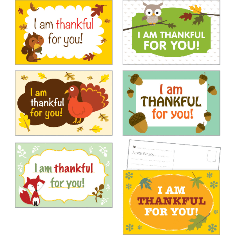 Scholastic Teachers Friend Postcards, 6in x 4in, Thanksgiving, Kindergarten - Grade 5, Pack Of 36