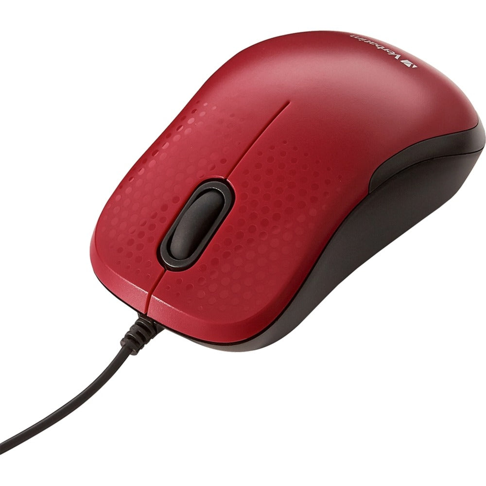 Verbatim Silent Corded Optical Mouse - Red - Optical - Cable - Red - USB - Scroll Wheel - 3 Button(s)