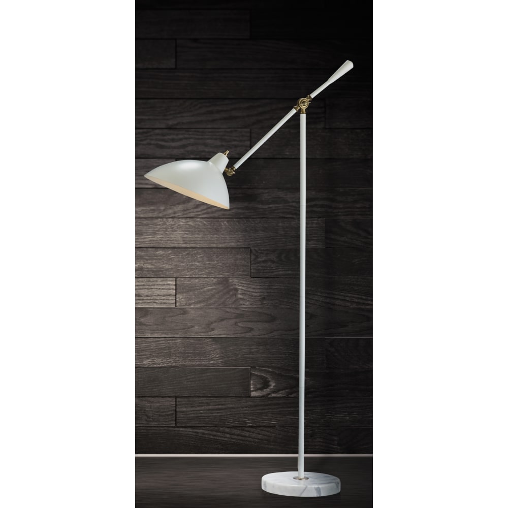 Adesso Peggy Floor Lamp, 59 1/2inH, White Shade/White Base