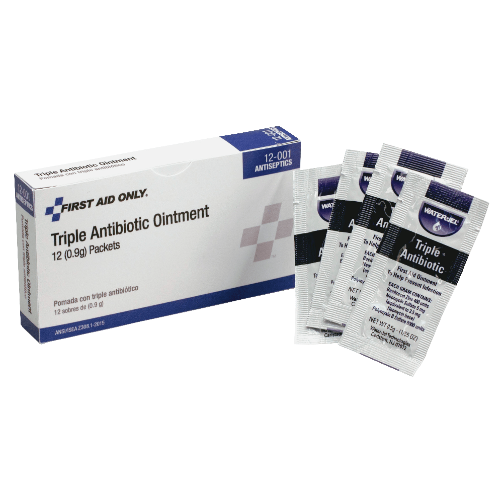 First Aid Only Triple Antibiotic Ointment Packets, 0.5 Gram, Box Of 12