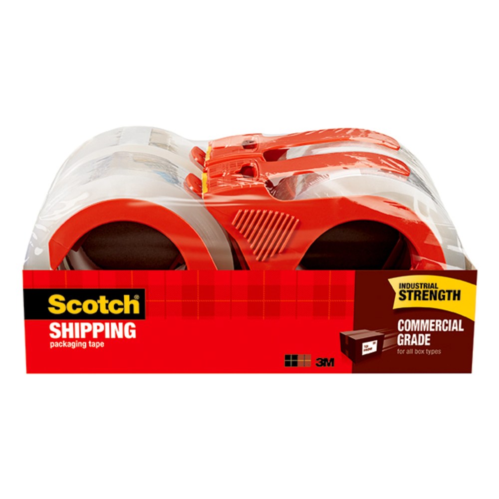 Scotch Commercial Grade Packing Tape With Dispensers, 1-7/8in x 54.6 Yd., Clear, Pack Of 4 Rolls