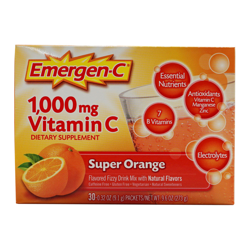 Emergen-C Vitamin C Drink Mix, 1,000 mg, Orange, Pack Of 30 Packets