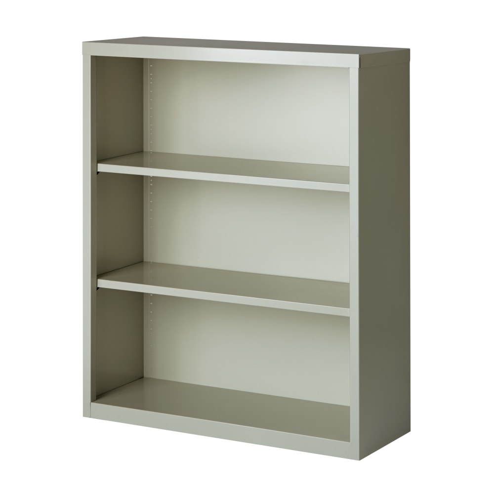 Hirsh 42inH 3-Shelf Metal Bookcase, Light Gray