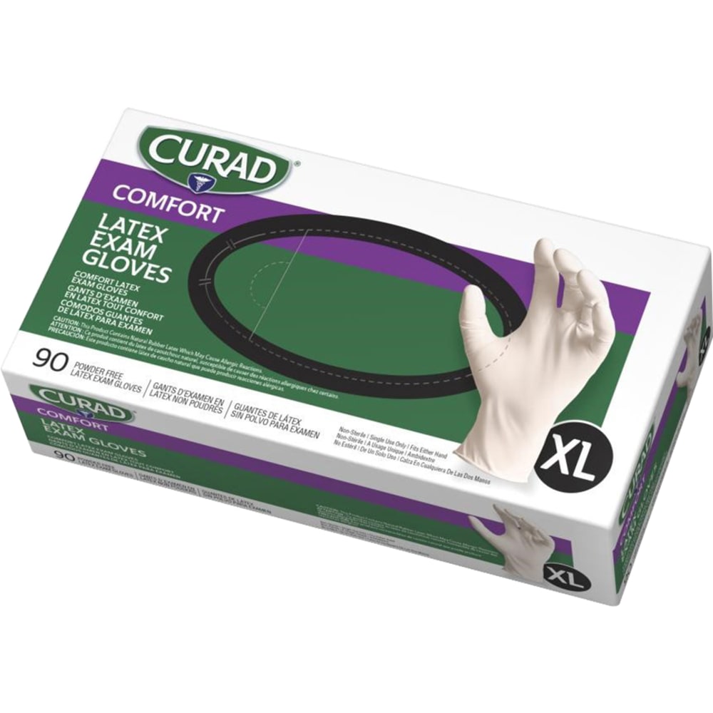 Curad Powder-Free Latex Exam Gloves, Extra-Large, Box Of 90