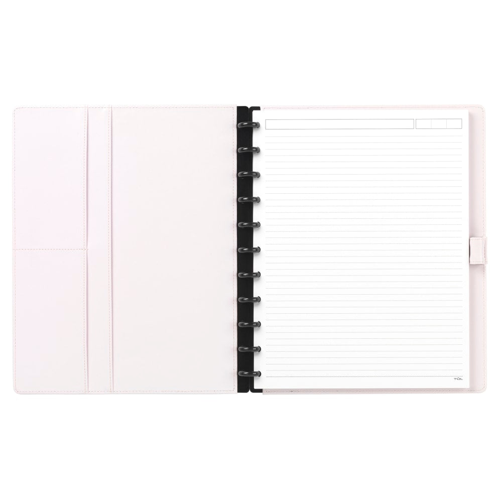 TUL Discbound Notebook With Die-Cut Leather Cover, Letter Size, Narrow Ruled, 60 Sheets, Pink/Rose Gold