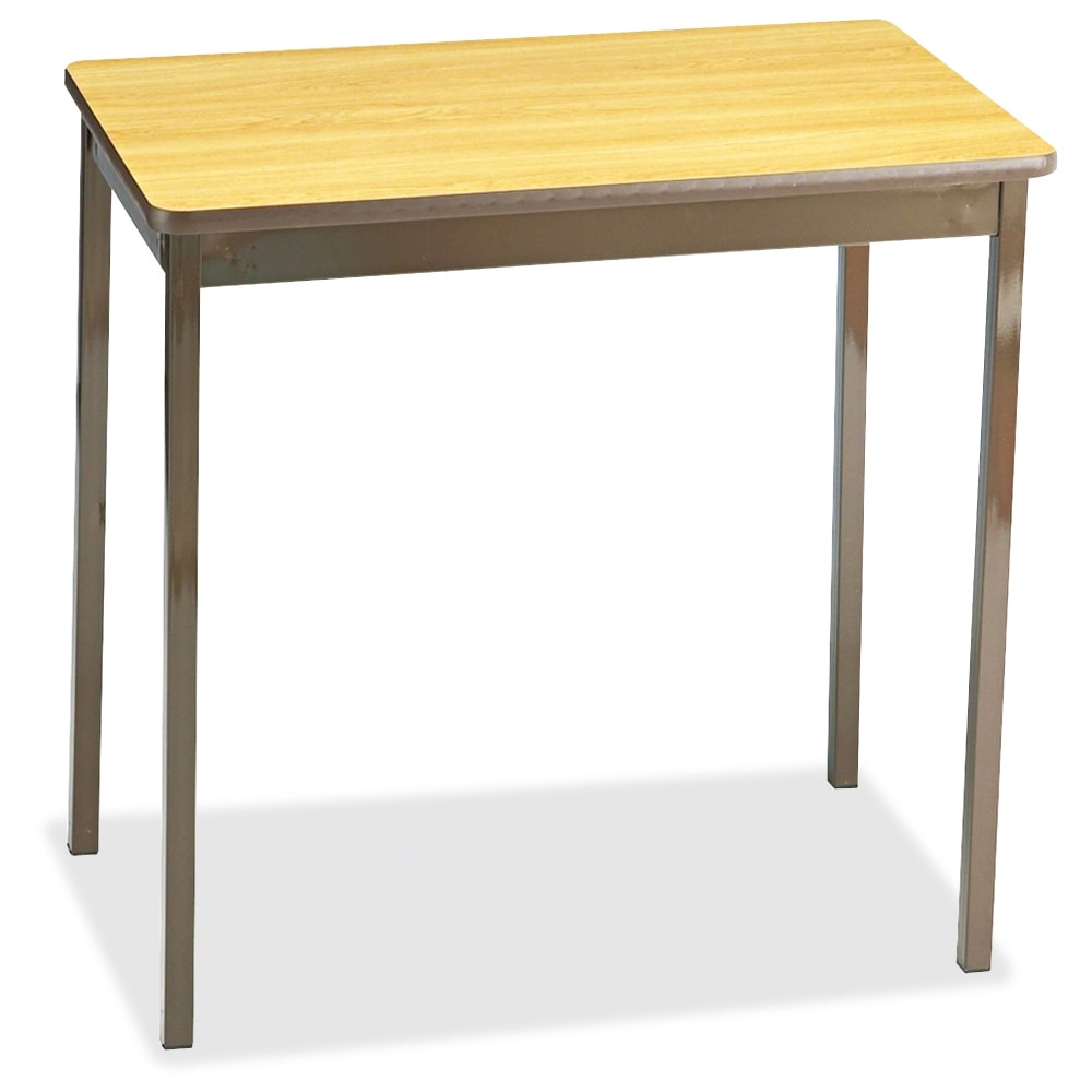 Barricks Utility Table - Laminated Rectangle, Light Oak Top - Square Leg Base - 4 Legs - 30in Table Top Length x 18in Table Top Width x 0.75in Table Top Thickness - 30in Height - Assembly Required - Steel