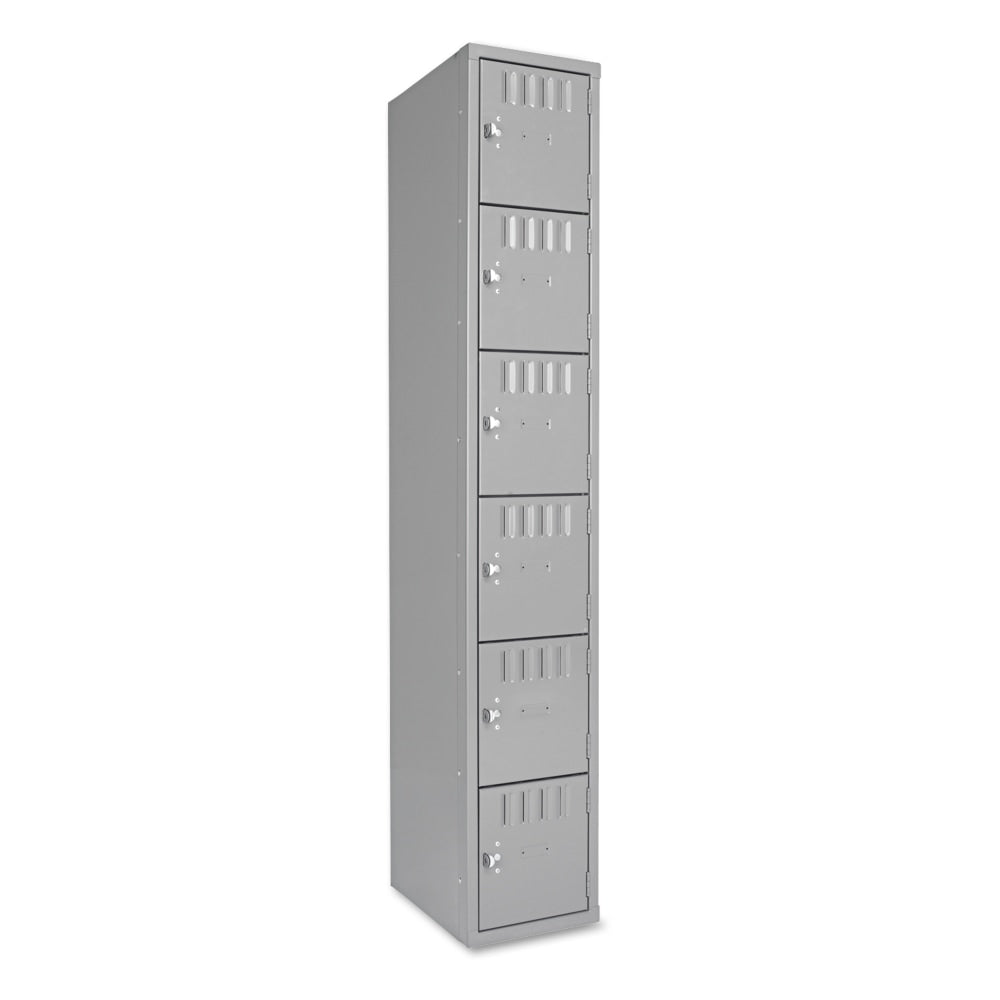 Tennsco Six-Tier Box Locker, 1-Wide, 72inH x 12inW x 18inD, Medium Gray