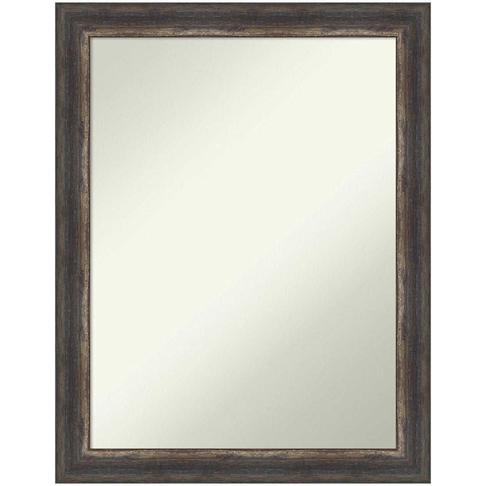 Amanti Art Narrow Non-Beveled Rectangle Framed Bathroom Wall Mirror, 27-1/2in x 21-1/2in, Bark Rustic Char