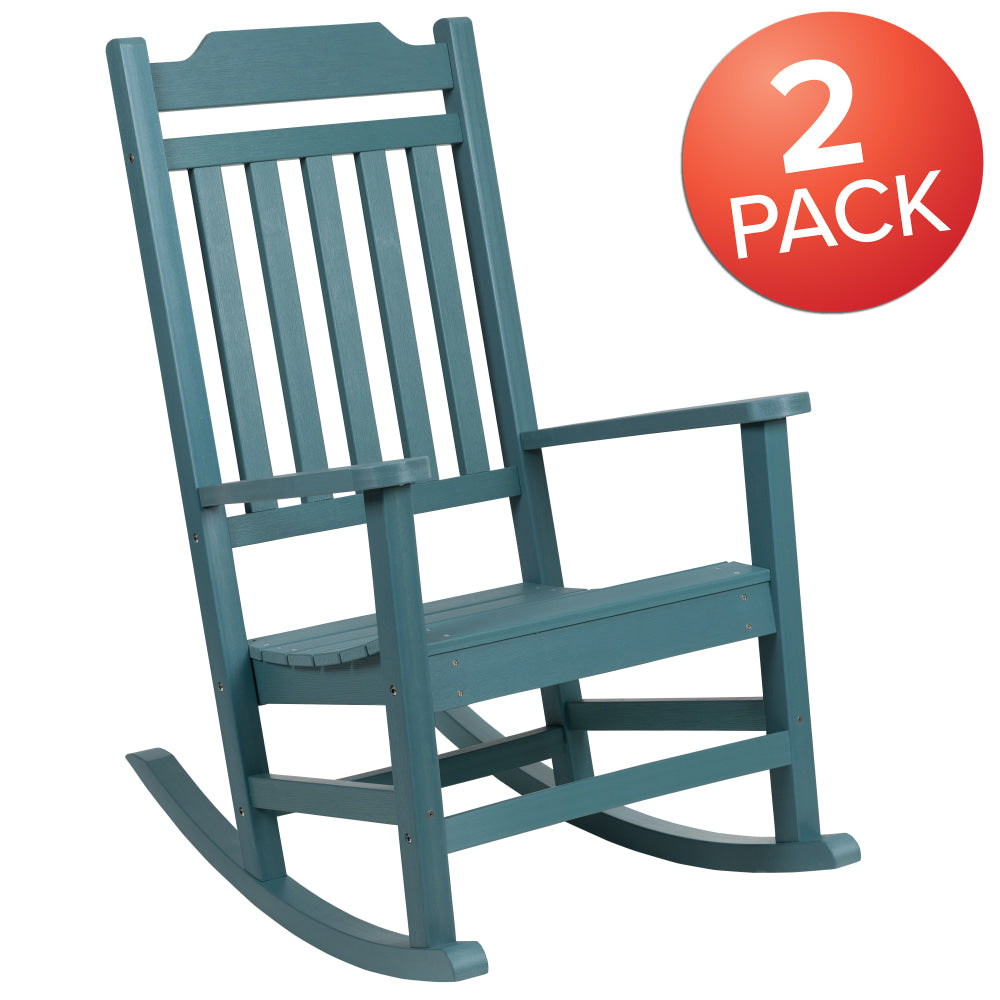 Flash Furniture Winston All-Weather Rocking Chairs, Teal, Set Of 2 Chairs