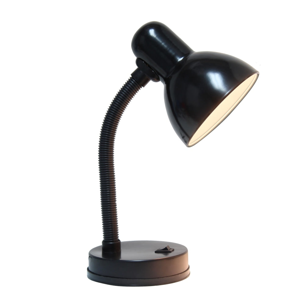 Creekwood Home Essentix Metal Desk Lamp With Flexible Gooseneck, 14-1/4inH, Black Shade/Black Base