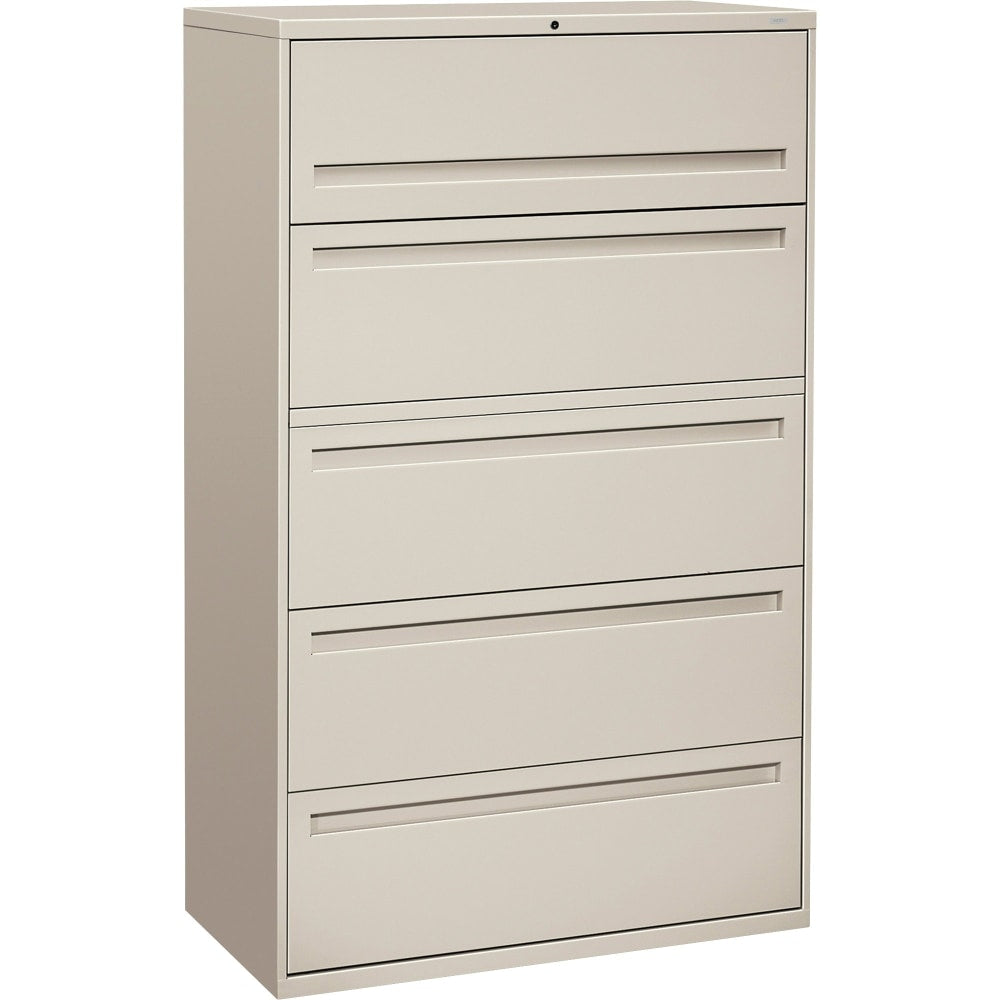 HON Brigade 700 42inW x 19-1/4inD Lateral 5-Drawer File Cabinet, Light Gray