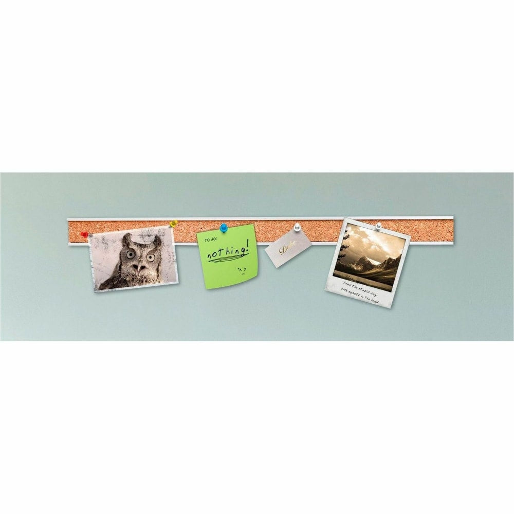 Lorell Cork Bulletin Board Bar, 36in, Silver Aluminum Frame