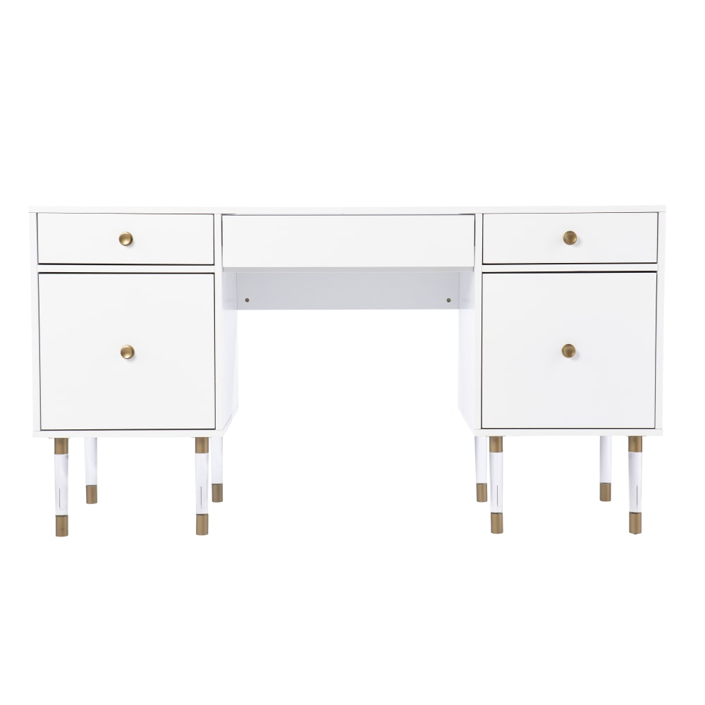 SEI Furniture Helston 55inW Student Desk, White