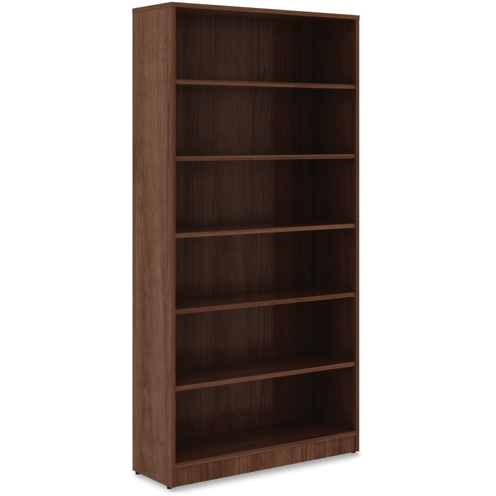 Lorell Essentials 72inH 6-Shelf Bookcase, Walnut