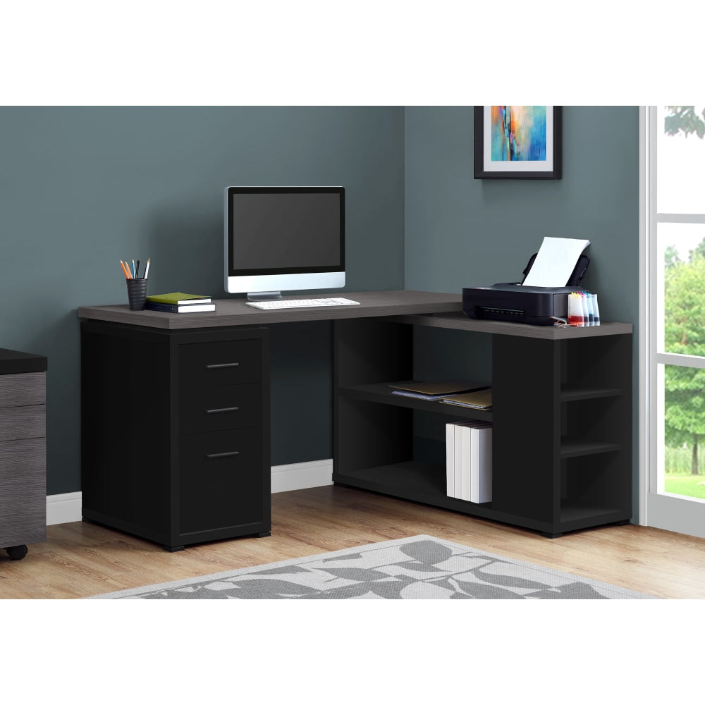 Monarch Specialties Everly 60inW Computer Desk, Black/Gray