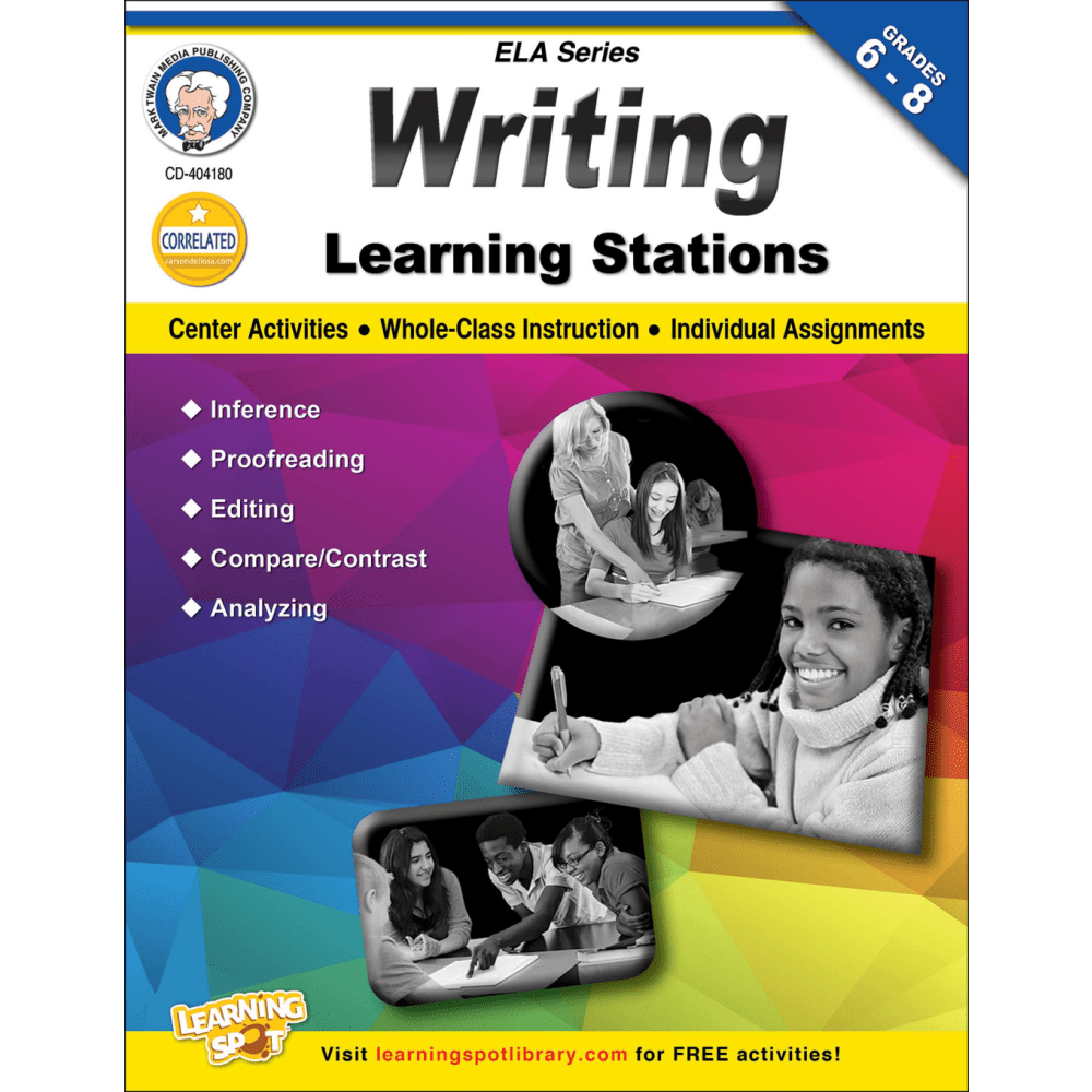 Mark Twain Writing Learning Stations Workbook, Grades 6-8