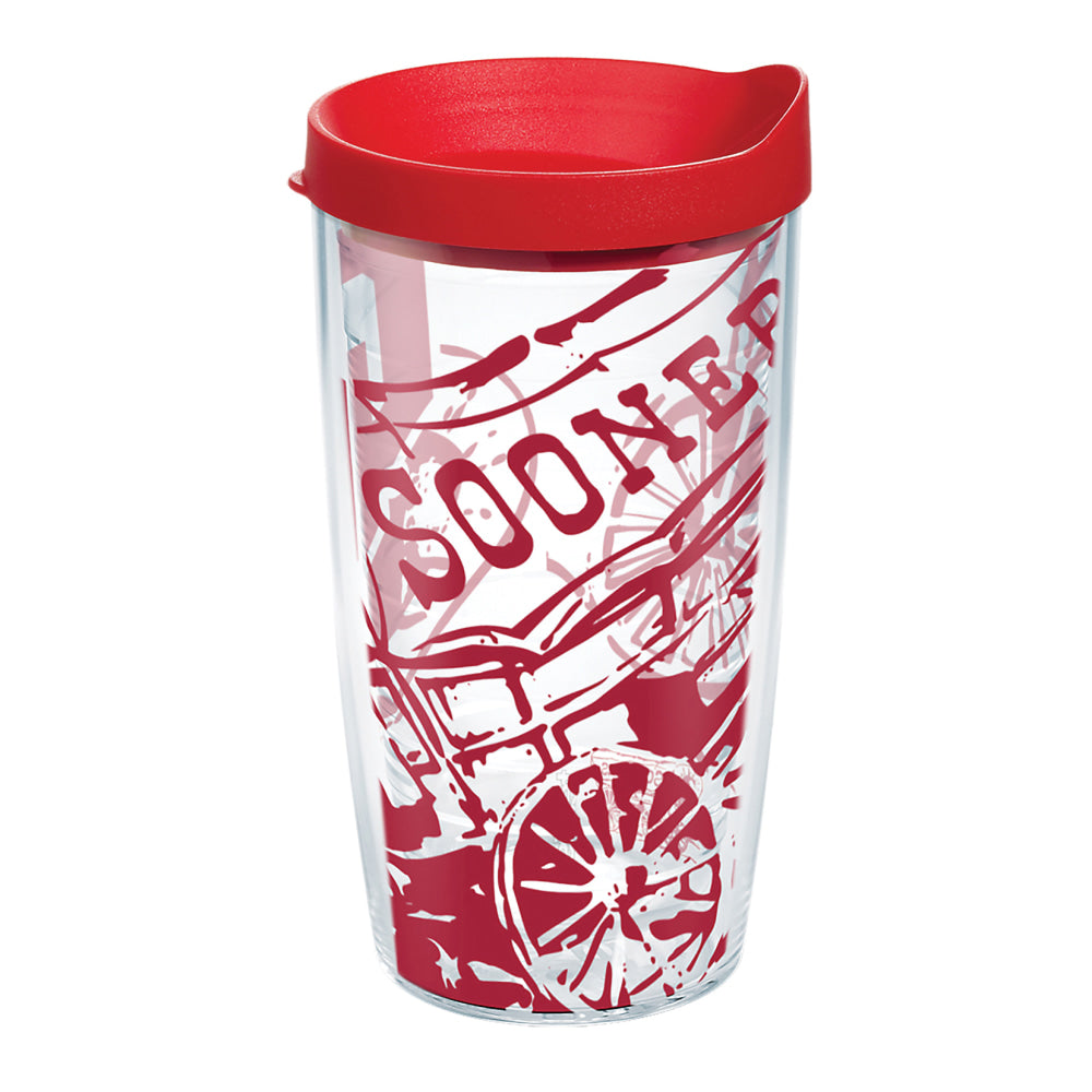 Tervis Genuine NCAA Tumbler With Lid, Oklahoma Sooners, 16 Oz, Clear