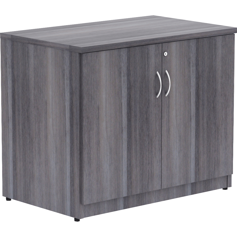 Lorell Essentials 36inW 2-Door Storage Cabinet, Weathered Charcoal