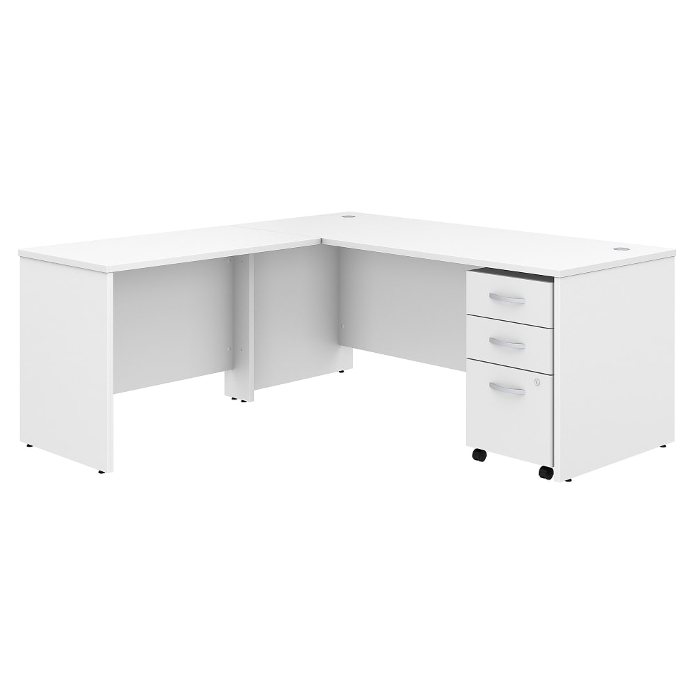 Bush Business Furniture Studio C 72inW L-Shaped Corner Desk With Mobile File Cabinet And Return, White, Standard Delivery