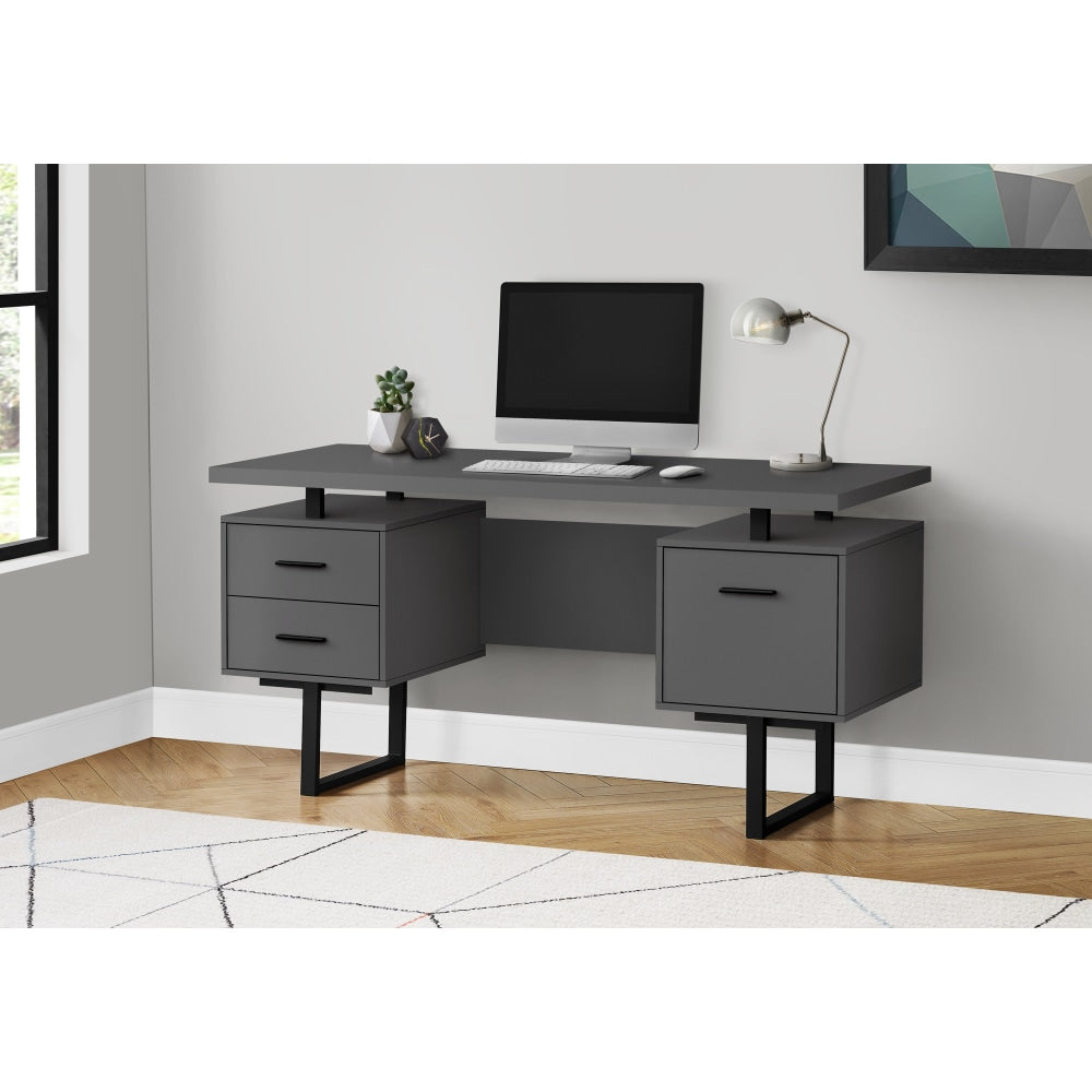 Monarch Specialties Violet 60inW Computer Desk, Gray/Black