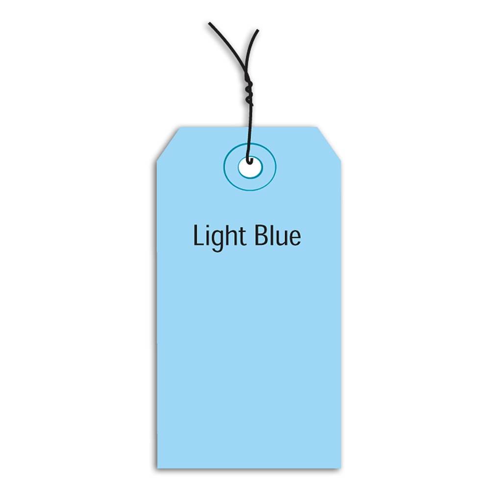 Partners Brand Prewired Color Shipping Tags, #3, 3 3/4in x 1 7/8in, Light Blue, Box Of 1,000