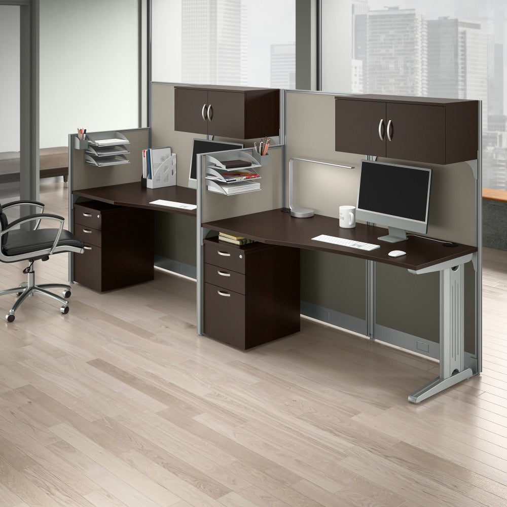 Bush Business Furniture Office in an Hour 2 Person Cubicle Workstations, Mocha Cherry, Standard Delivery