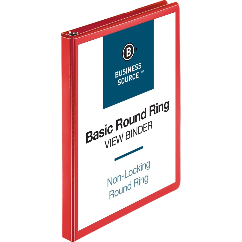 Business Source Round Ring Binder, 1/2in Ring, 8 1/2in x 11in, Red