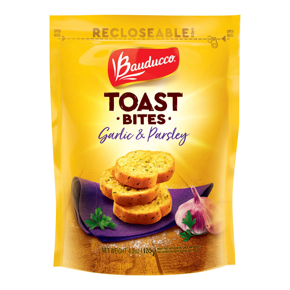 Bauducco Foods Toast Bites, Garlic And Parsley, 4.2 Oz, Pack Of 10 Bags