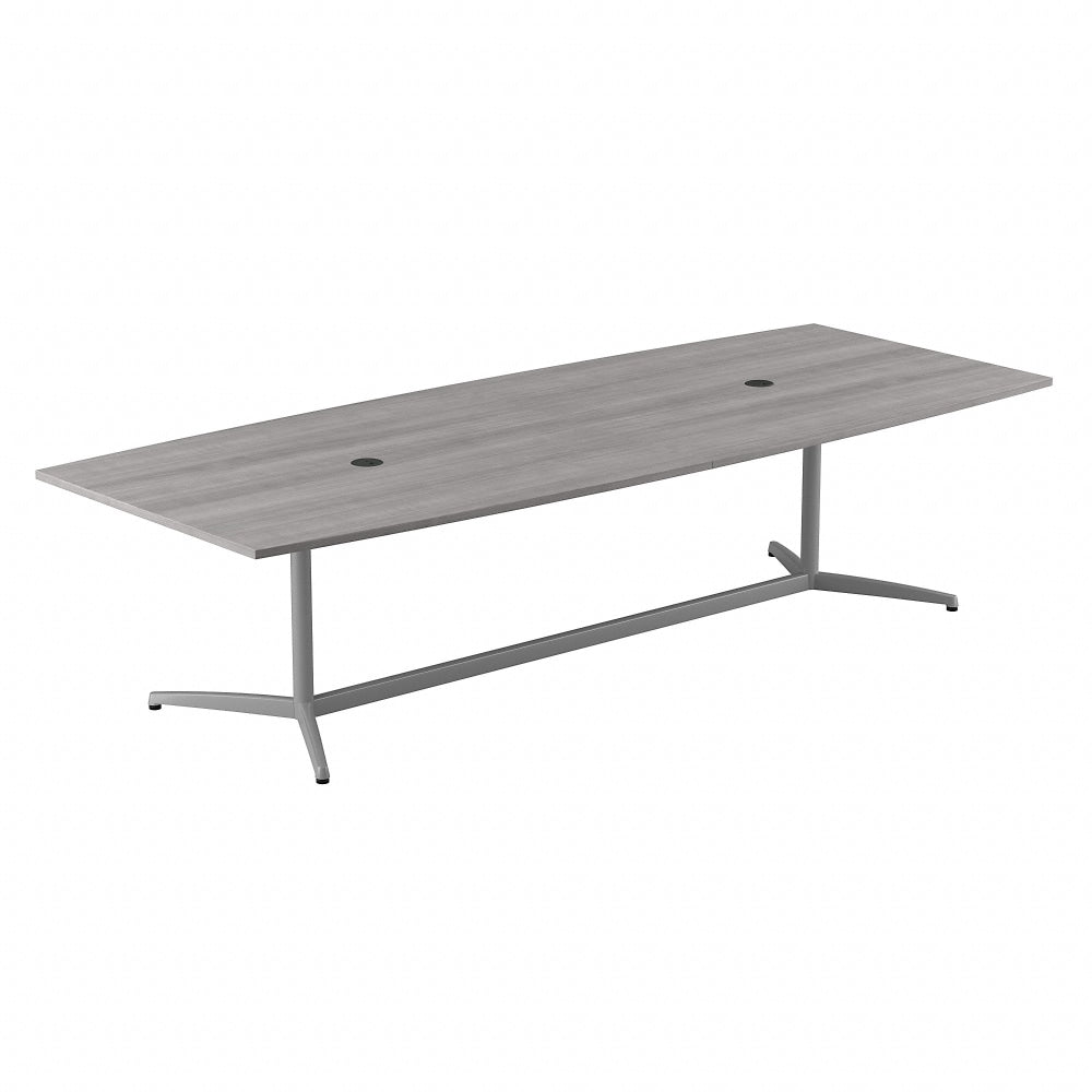 Bush Business Furniture 120inW x 48inD Boat-Shaped Conference Table With Metal Base, Platinum Gray, Standard Delivery