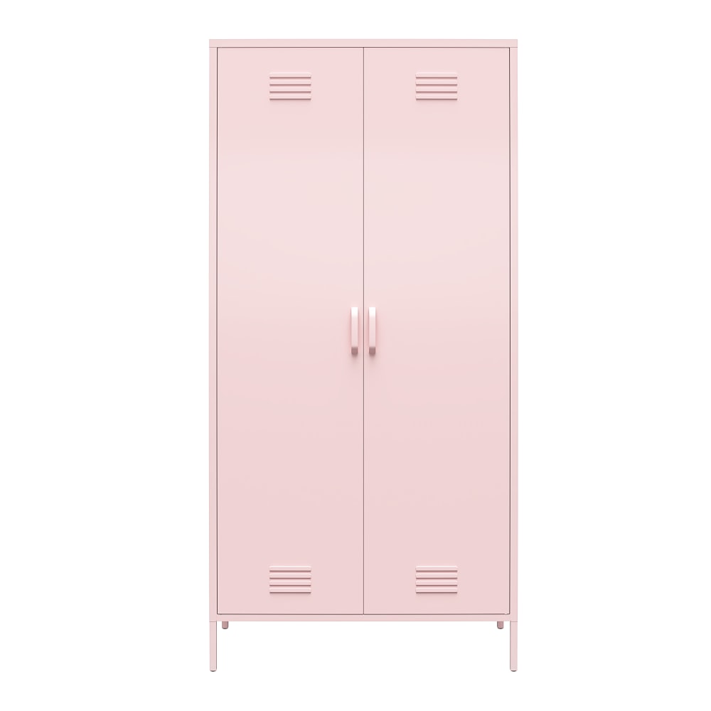 Ameriwood Home Cache Tall 2-Door Metal Locker Cabinet, 72-7/8inH x 35-7/16inW x 15-3/4inD, Pink